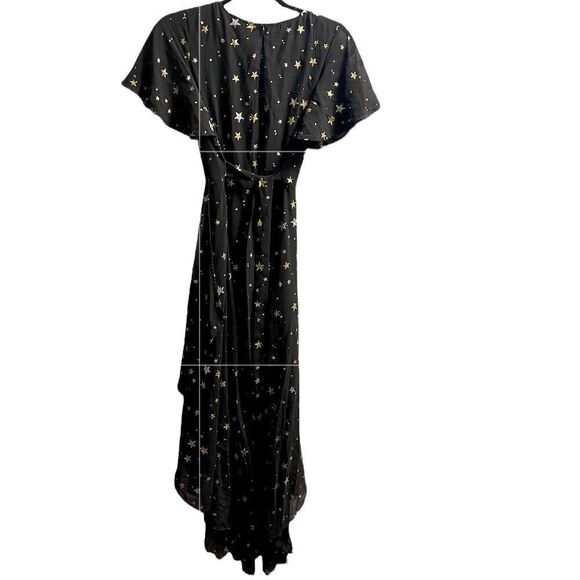 METALLIC STAR PRINT WRAP MAXI DRESS - Picture 3 of 6
